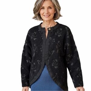 NWT Laura Tanzer Rose Butterfly Knit Jacket Size M